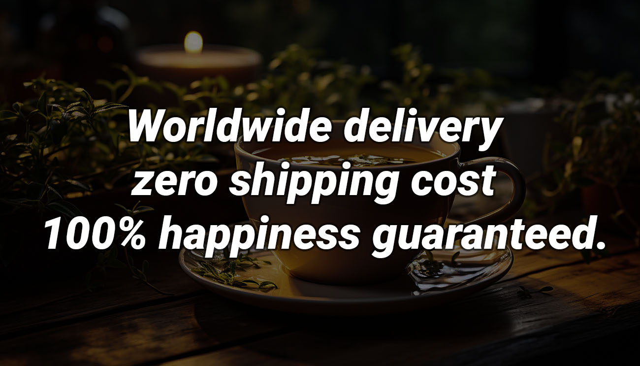 Worldwide delivery, zero shipping cost — 100% happiness guaranteed.